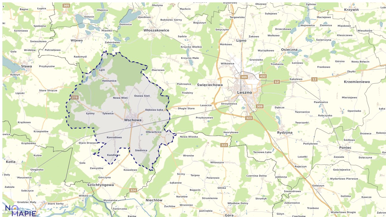 Mapa obszarów ochrony przyrody Wschowy